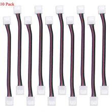 RGB 5050 3528 светодиодный разъем полосы света 4 контакта 10 мм широкая полоса для прокладки Перемычка 10-pack провода Solderless