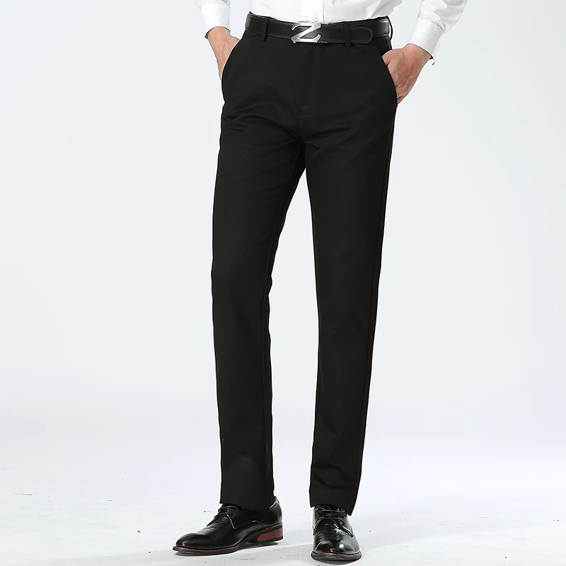 

2017 Mens Pants Autumn Casual Straight Long Male Trousers Middle Waist Full Length With Zipper Fly Soft Comfortable