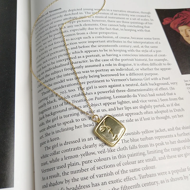 WTLTC Gold Color Artsy Abstract Face Pendant Necklaces Femme 925 Sterling Sliver Necklace Personality Custom Choker Geometrical | Украшения