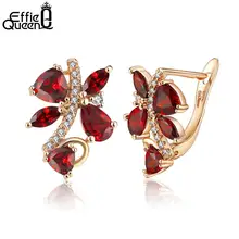 Effie queen элегантные серьги-гвоздики для женщин с блестящими красными камнями AAA кубического циркония лучший подарок DDE56-R