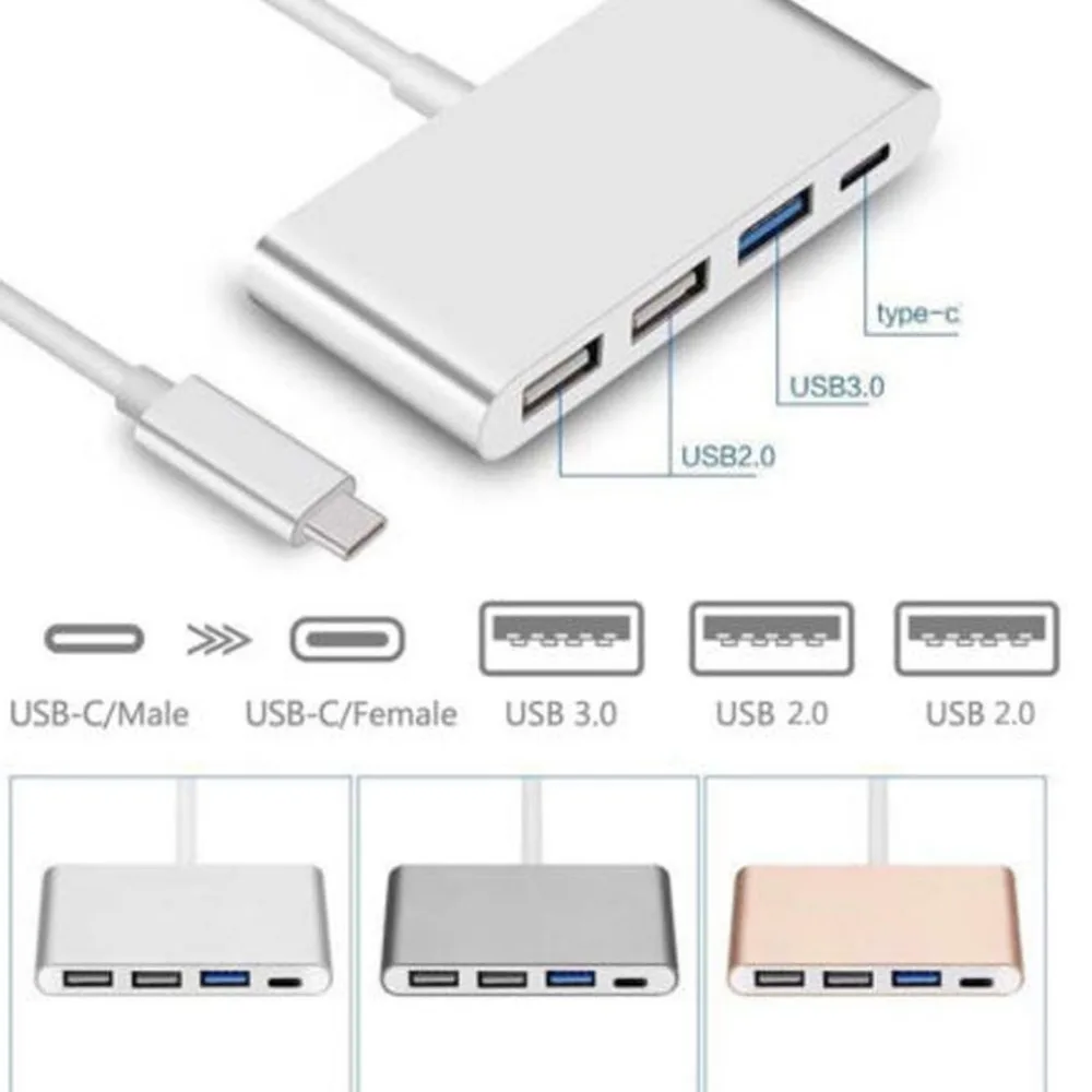 USB3.0 концентратор 4 в 1 Алюминиевый сплав многопортовый type C концентратор USB 3,0 USB-C зарядный адаптер type C к usb-хаб для MacBook Pro