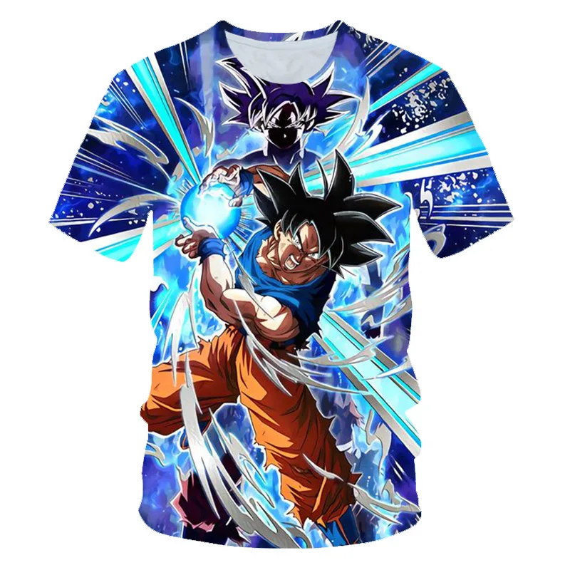 Новинка, Мужская 3D футболка, Dragon Ball Z Ultra Instinct Goku Super Saiyan God Blue, летняя футболка с принтом "Вегета", размер 6XL