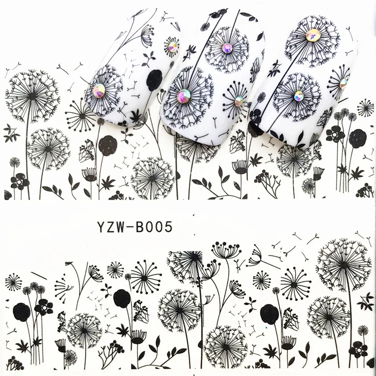 

1 pcs Skull Halloween Plant Nail Sticker Water Decals Women White Flower Cat Butterfly Transfer Nail Art Decoration m1c2
