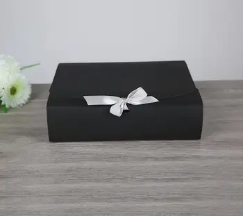 

15pcs Large Black Gift Box Packaging,High Quality Kraft Paper Carton With Ribbon, Big Gift Cardboard Large Scarf/T-shirt Boxes