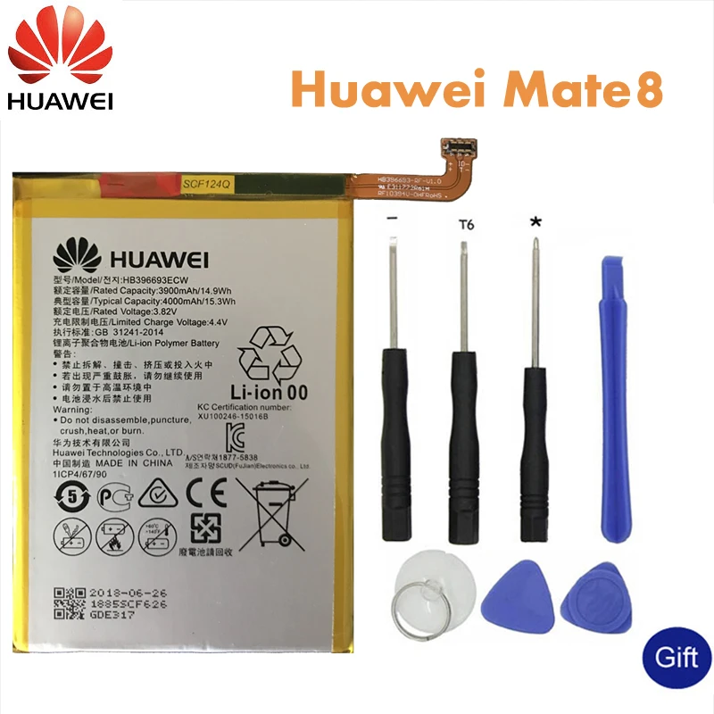 Huawei телефон Батарея HB396693ECW для huawei Коврики 8 NXT-AL10 NXT-TL00 NXT-CL00 NXT-DL00 замены батареи 3900 mAh