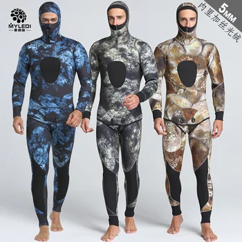 

SCR chloroprene rubber camouflage 5mm two pieces of warm fishing and fishing suit