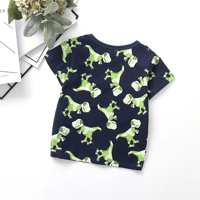 Toddler Baby Boy Cartoon  Dinosaur Print Tops T-Shirt Solid Shorts Outfits Sleepwears Kid Clothes 2019 Erkek Cocuk Kiyafetler - Image 2