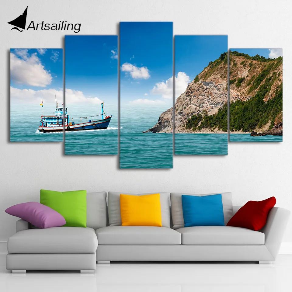 Buy HD Printed 5 Piece Canvas Art Sailing Boat