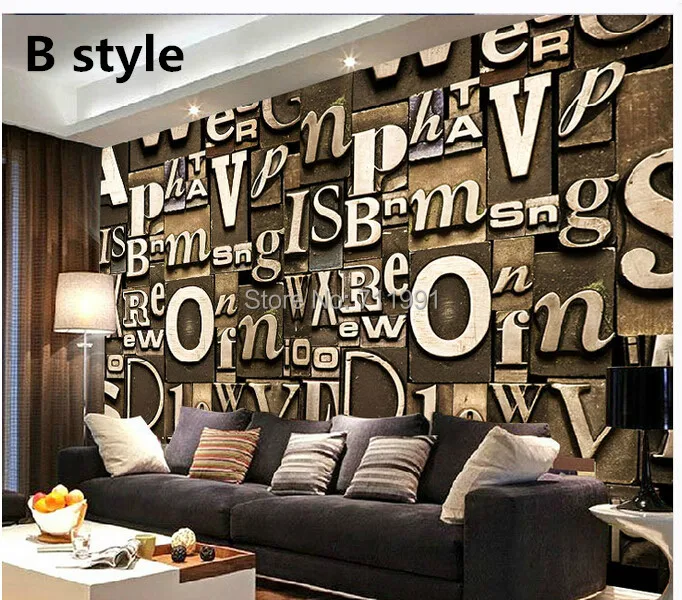 

Custom 3d stereoscopic wallpaper,art letters,retro wallpaper murals for living room bedroom TV wall waterproof wallpaper