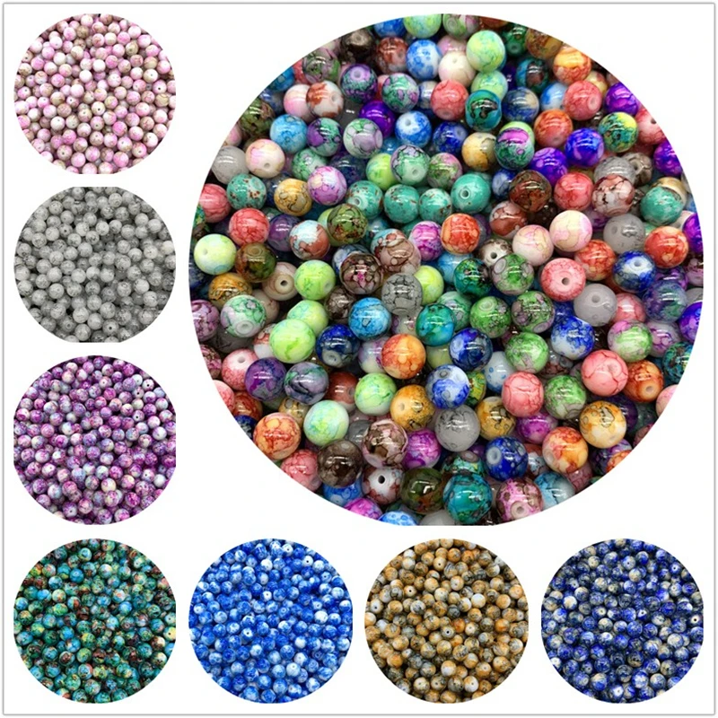 4/6/8/10mm Glass Beads Round Loose Spaced Beads DIY Bracelet Earrings Charms Necklace Beads For Jewelry Making SHS218