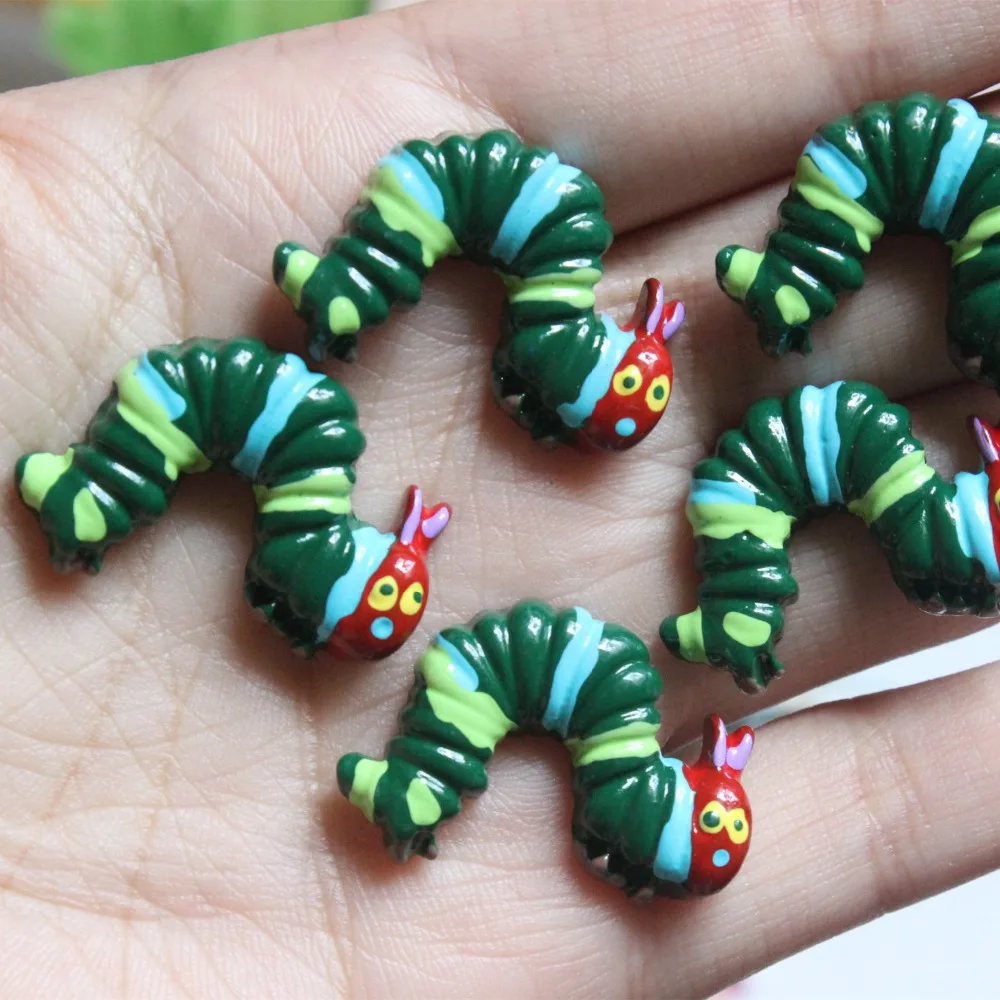 

10pcs/lot flat back resin planar caterpillar DIY resin cabochons accessories about30*25mm