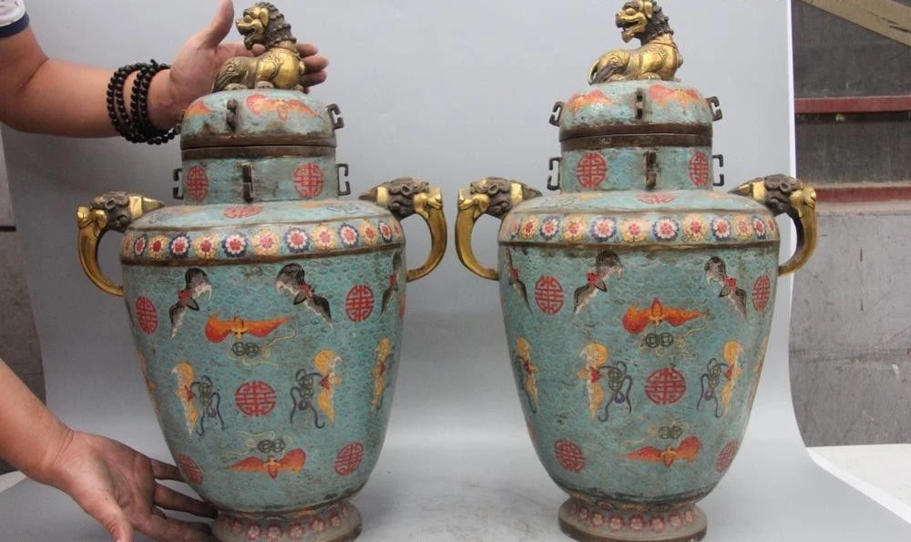 chinese bronze vases antique enamels
