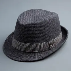 2019 брендовая шерстяная Мужская Шляпа Fedora Осенняя винтажная полосатая шляпа с бантом Jazz шляпа L размер большая голова зимняя мужская