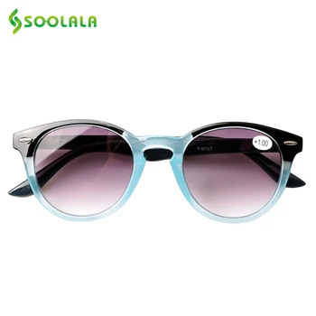 

SOOLALA Sunglasses Reading Glasses Men Spring Hinge Ladies Tinted Lens Square Spring Hinged Sunglasses With Diopters +1.0 to 4.0