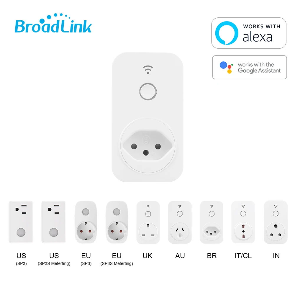 

Brazil Socket Smart WiFi Plug, BroadLink SP SP2-BR Smart Wi-Fi Plug, Alexa & Google Home control Plug, Smart Home automation