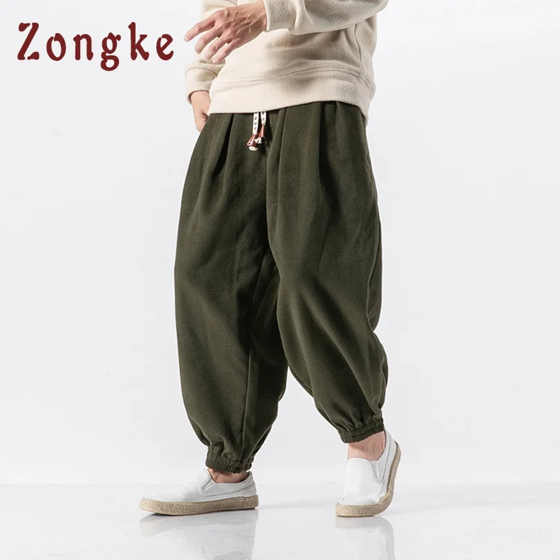 Zongke, китайский уличный стиль, шерстяные теплые зимние штаны, мужские джоггеры, спортивные штаны, штаны в стиле хип-хоп, Мужская одежда,, уличная одежда, мужские штаны