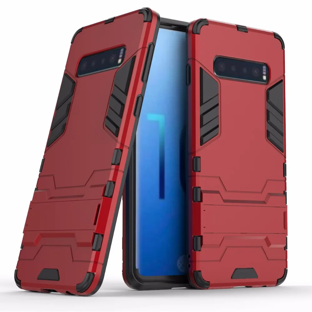 

100pcs/lot For Samsung Galaxy S10 S9 S8 Plus Note 8 Note 9 Ironman Defender Impact Hybrid Armor Hard Case Shockproof With Stand