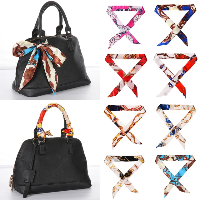 Mini Twill Fl Scarf Handle Tie Bag Belt Strap Handbag Mini Twill Fl Scarf Handle Tie Bag Belt Strap Handbag Accessories Headband Ribbon Bow Decoration