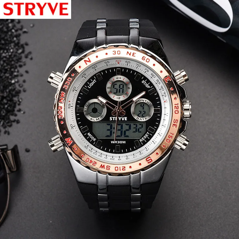 

Sport Mens Watches Top Brand Luxury Military Watch Quartz Dual Display Watches Men Waterproof Multi-function Wristwatch New 2019