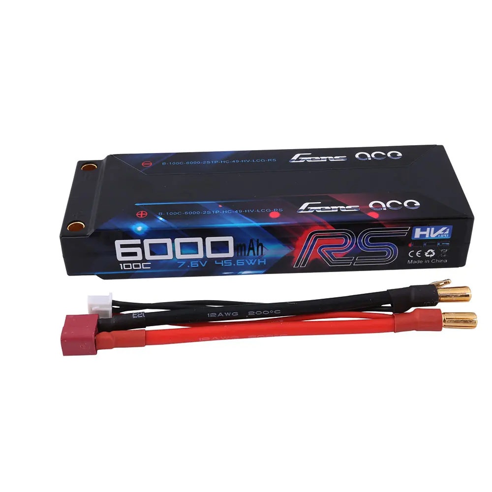 2 шт Gens ace 100C-200C RC автомобильный аккумулятор 7,6 V 6000mAh аккумулятор 2S T разъем для 1/8 1/10 Stampede моделей автомобилей IFMAR гоночный аккумулятор