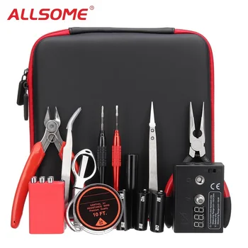 

ALLSOME Portable DIY Coil Father Vape Tool V2 Cigarette Tool Kit Ceramic Tweezer Winding Bar Ohm Tester jig Wire Pliers HT2019