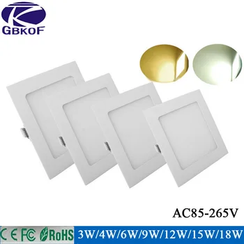 

AC110V 220V ultra thin Square Panel 3W 4W 6W 9W 12W 15W 18W SMD2835 recessed ceiling led panel light downlight White/ Warm white