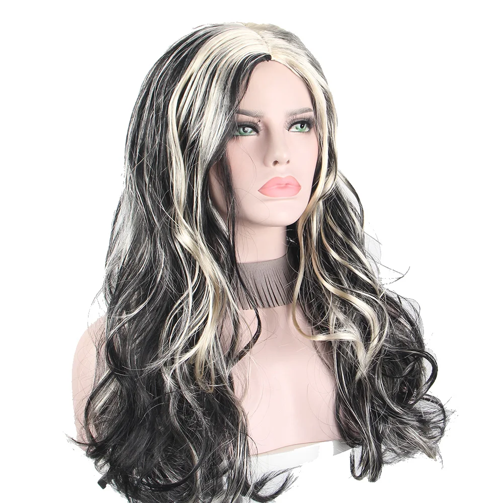 Anxin черный и белый синтетический парик для косплея аниме праздничное платье волнистый парик мультфильм ролевые парики для женщин девочек