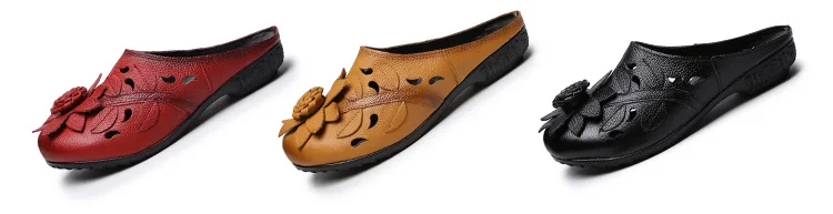BeckyWalk/обувь на плоской подошве из натуральной кожи; женские сандалии; шлепанцы; Летняя женская обувь с закрытым носком; шлепанцы ручной работы с цветочным узором и вырезами; WSH2946
