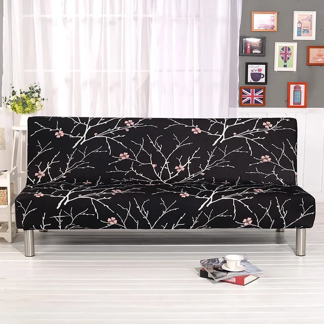 Foldable Sofa Bed Cover Black Background Covers Couch Printed Foldable Sofa Bed Cover Black Background Covers Couch Printed Seat Stretch Furniture Slipcover Armless Home Decoration