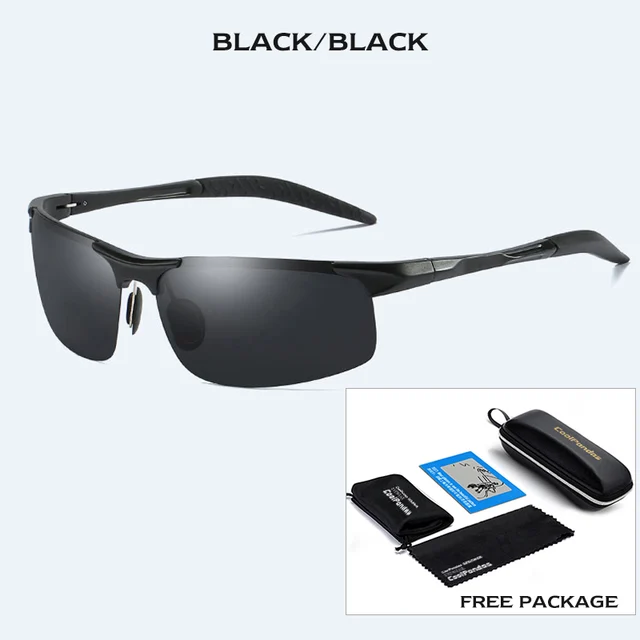 Men Polarized Sunglasses Military Goggles Aluminum Magnesium Sun Glasses Driving HD Glasses For Men/Wome Oculos masculino Male Black-black