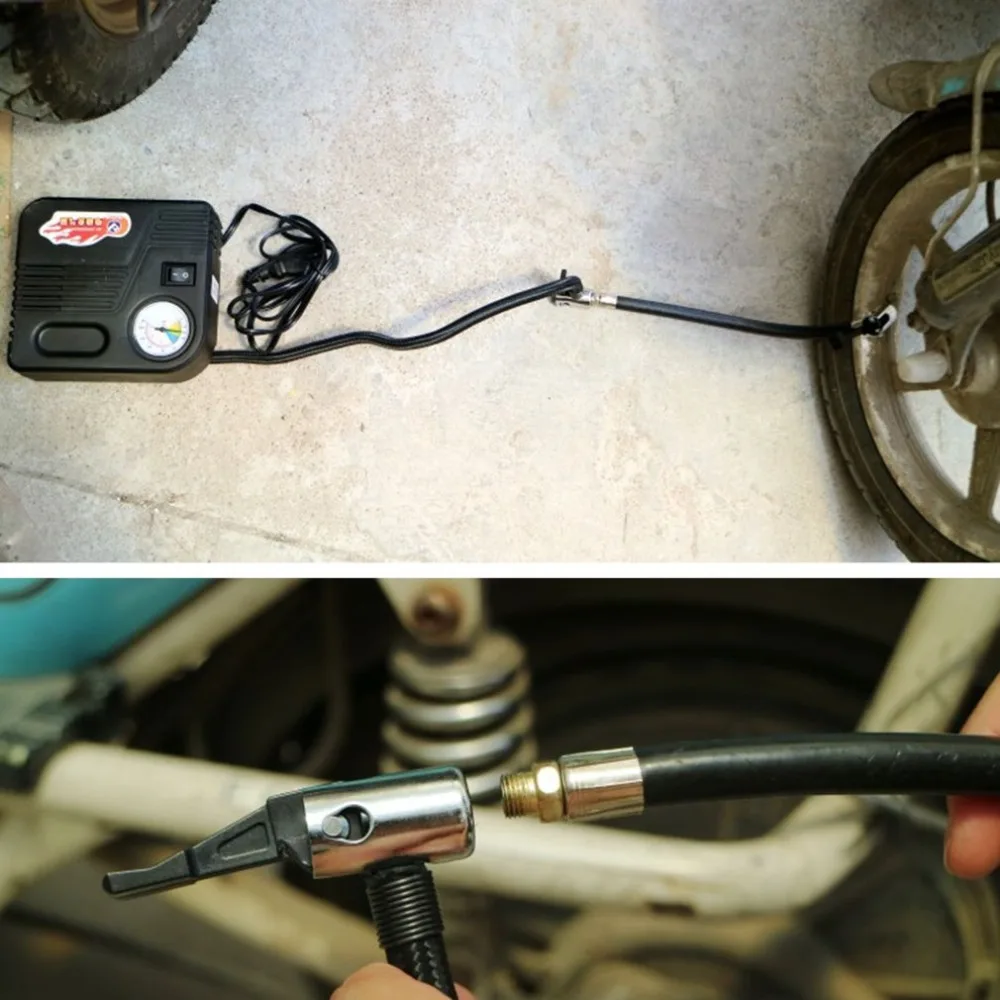 Bike Tyre Hand Air Pump Inflator Replacement Hose Tube Rubber with Gauge BMX