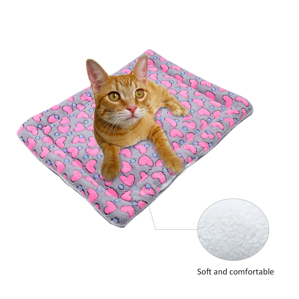Мягкое флисовое кашемировое одеяло для собак и кошек, коврик для сна с милым рисунком для щенков, кошек, складной коврик для домашних животных, подушка для кровати, коврик для кровати