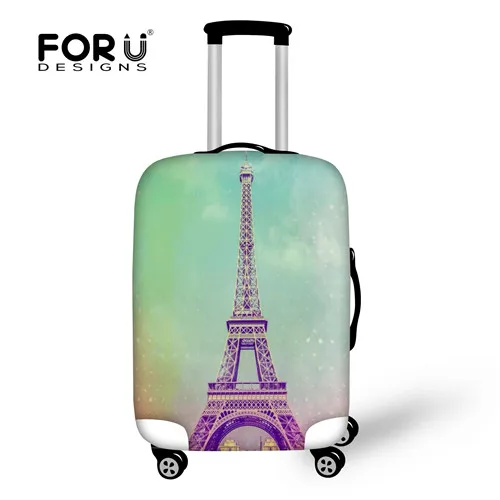 FORUDESIGNS/ защитный чехол для багажа для путешествий, водонепроницаемый эластичный чехол для 18-30 дюймов, чехол с 3D изображением Эйфелевой башни - Цвет: Хаки