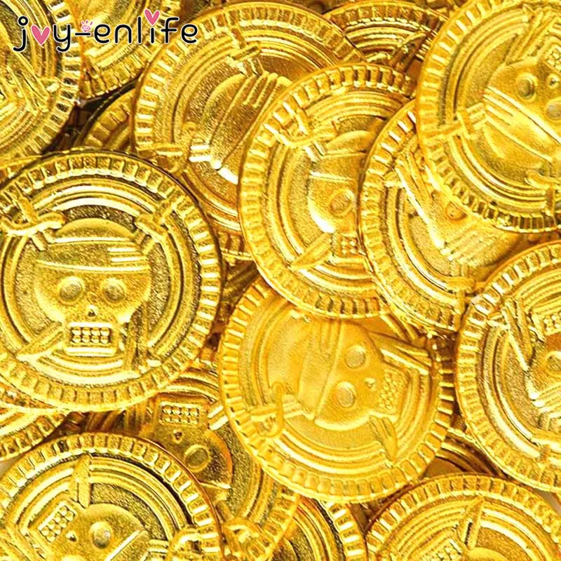 Пиратские золотые монеты 50 шт. пластиковые игровые Пиратская игра с сокровищами