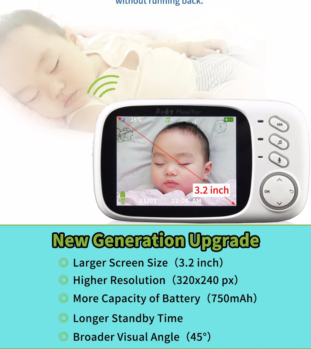 BONLOR 3,2 дюймов беспроводной цветной видеоняня высокого разрешения детская няня камера безопасности ночное видение контроль температуры