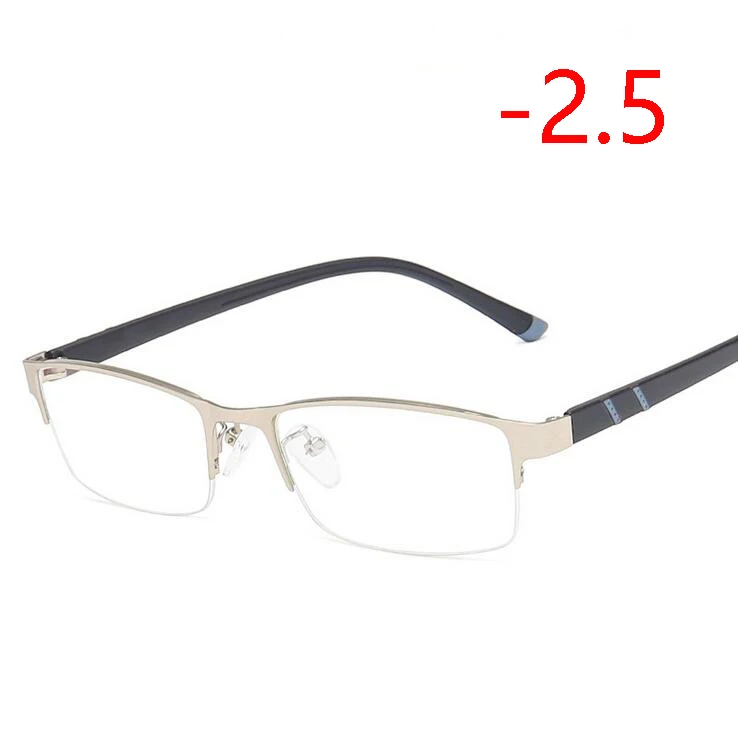 Деловые мужские квадратные очки для близорукости с градусным металлическим 1,56 асферическим объективом рецептурная оптика очки 0-0,5-1,0 To-4,0 - Цвет оправы: Myopia 250