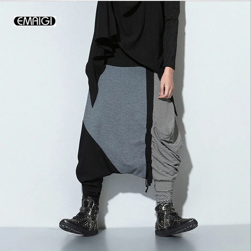 Новые мужские хип-хоп брюки для танцоров, мужские брюки с большим шаговым швом, мужские брюки в стиле рок, панк, трендсеттер, уличная одежда, юбка, брюки K228