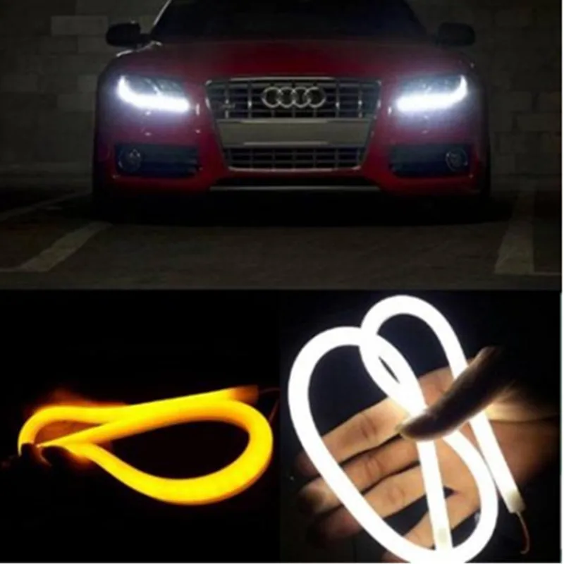 

car styling 2x45 White Red blue yellow green Flexible Tube Style Headlight Headlamp Strip Angel Eye DRL Decorative Light