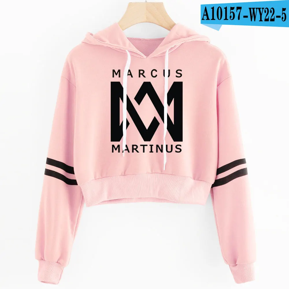 Marcus and Martinus Navel Hoodies Hip Hop New Casual Fashion women Hoodies Outwear High Street Marcus& Martinus Sexy Sweatshirt - Цвет: Pink