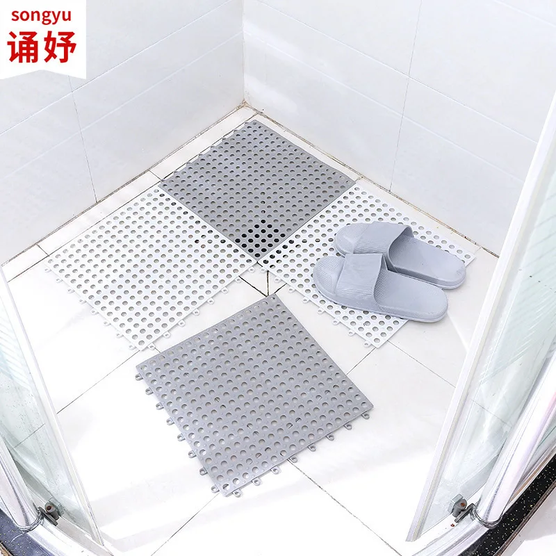 

2019 new products 4 pieces bathroom anti-slip mat mosaic pad toilet water shower room bath