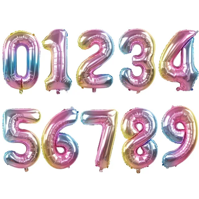 32 дюйма количество Фольга воздушные шары воздушный шар «С Днем Рождения» Свадебные украшения Цифровой шар цифры Globos для рождественской вечеринки поставки - Цвет: Rainbow