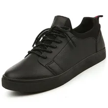 Nouveau 2017 Automne Hommes Casual Chaussures Solide Designer PU En Cuir hommes Chaussures Lace Up Mode Hommes Plat Chaussures Pour Hommes chaussures