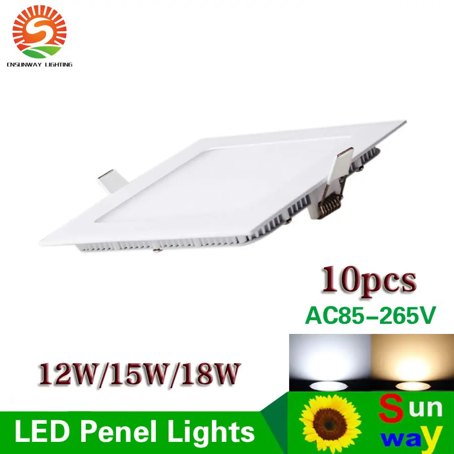 

Sunway 12W 15W 18W Cool/Warm White LED Ceiling LED Downlights Square Panel Light lamp SMD2835 AC85~265V Free shipping