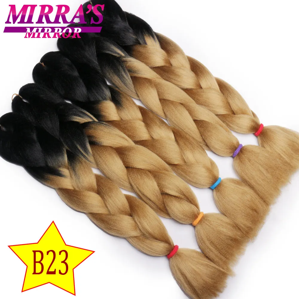 Mirra’s Mirror 5pcs Jumbo Braid Hair Crochet Braids Synthetic Hair Ombre Braiding Hair Extensions Three Tone 24inches - Цвет: B23