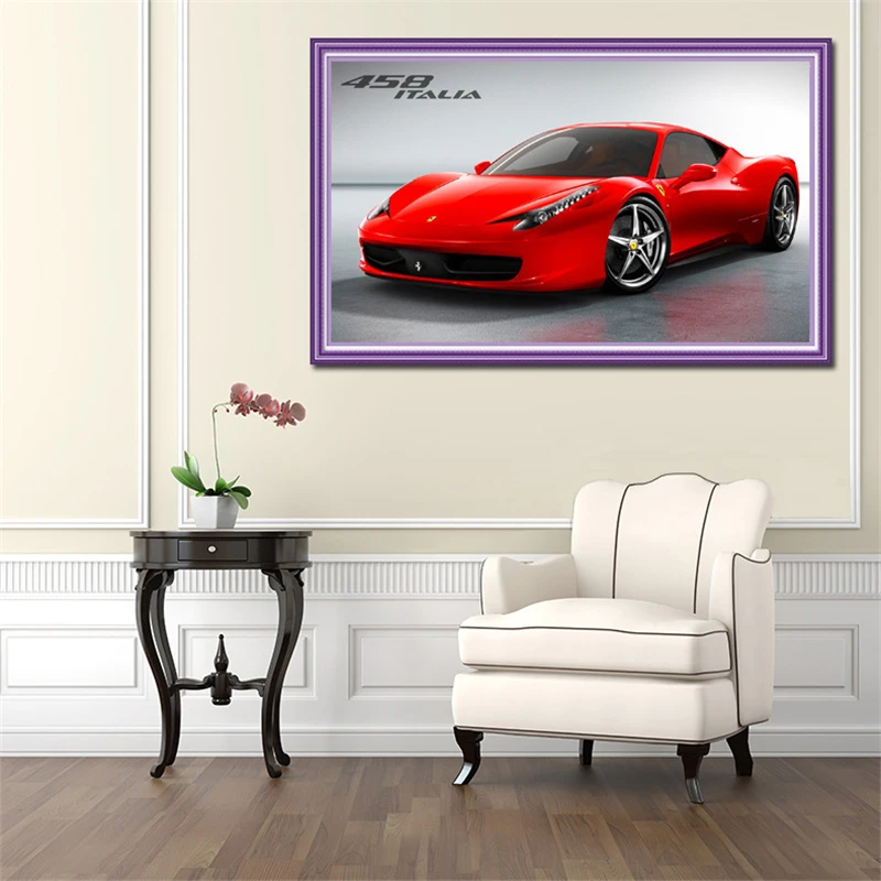 5d DIY Diamond Painting Cartoon Car Fashion Red Ferrari Diamond Embroidery Kit Full Round Diamond Mosaic Sales Home Decor Gift