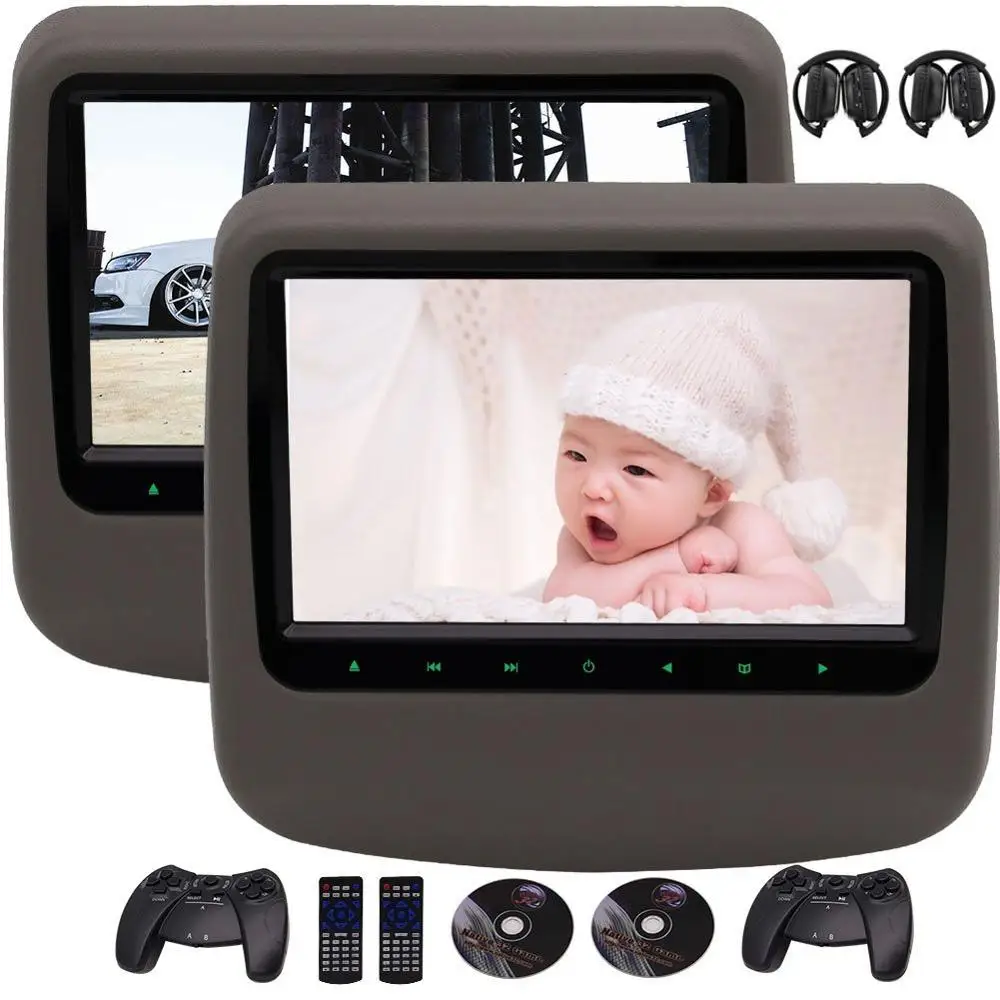 

2 IR Headphone as Free Gift! Pair of Digital LCD Screen Auto Monitor Car Headrest DVD Player support HDMI AV Input&output USB/SD