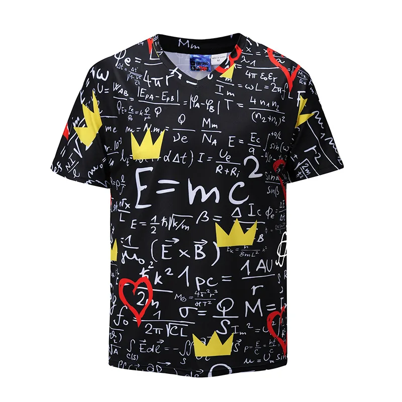 

New summer Funny Physics Formula Math T shirt 3D Print V-neck Men's T-shirts 3D Loose Brand Streetwear Geek Tee shirts Men T75