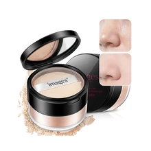 Oil-control рассыпчатая пудра для макияжа, полупрозрачная пудра, прессованная пудра, натуральный белый порошок с пуховкой, водонепроницаемая рассыпчатая пудра