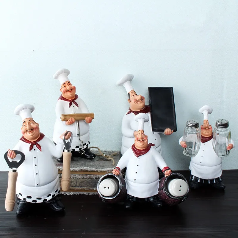 

Retro Resin Chef Figurine American Rural Style White Kitchen Cook Kitchen Dining Room Cabochon Home Desktop Decor Crafts