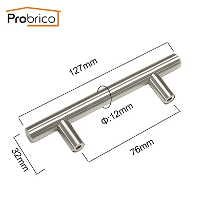 Probrico 20 шт ручки для шкафа диаметр 12 мм мебельные ручки для ящиков нержавеющая сталь кухонный шкаф двери тянет CC 50 мм~ 320 мм